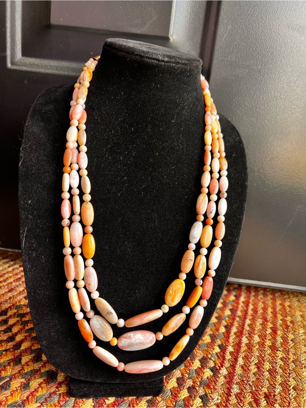 Jay King DTR. Mine Finds Multi-Strand Bead Necklace Sterling pink opal